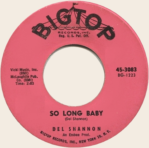 45 rpm So long baby  Del Shannon 