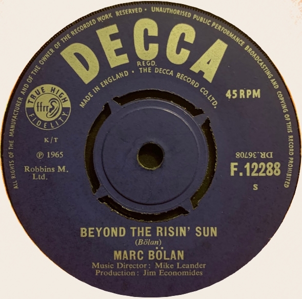 45 rpm Beyond the Rising Sun  Marc Bolan  