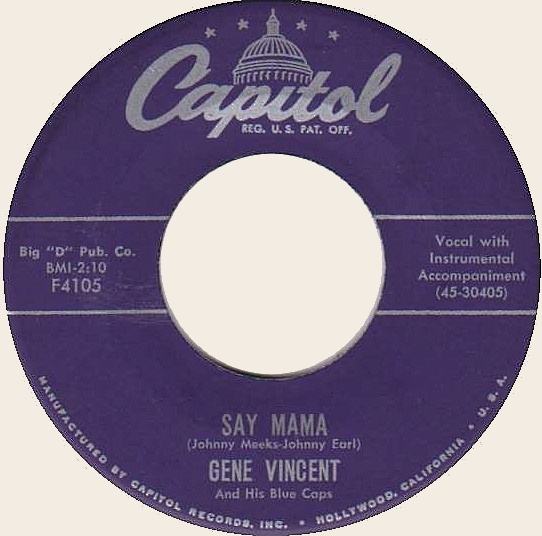 45 rpm Say Mama  Gene Vincent