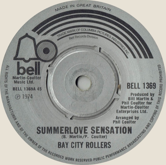 45 rpm Summer Love Sensation  The Bay City Rollers