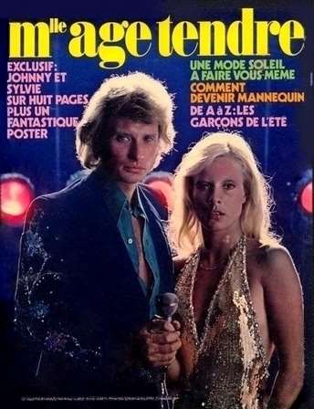 Sylvie Vartan et Johnny Hallyday en couverture de  "Melle Age tendre", juillet 1973