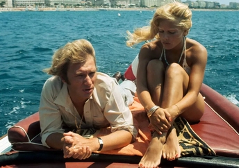 Sylvie Vartan et Johnny Hallyday à Cannes en 1974