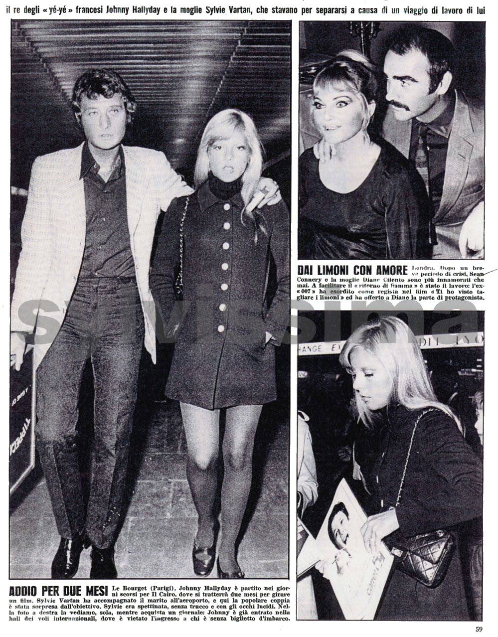 Sylvie Vartan et Johnny Hallyday, article "Oggi", novembre 1969